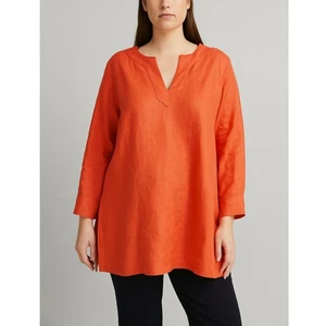 Lauren Ralph Leinen Tunika Damen Gr. 2X Orange Rollriegel Langarm Freizeit - Bild 1 von 6