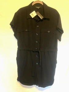 NWT! Lea & Viola Women's Black Poly/Cotton Blend 4 Pockets Shorts Romper ~Sz.S - Picture 1 of 13