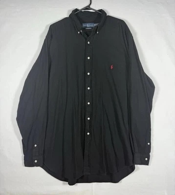 VTG Ralph Lauren Shirt Mens 2XLT Tall Black Classic Fit Button Down Soft Fuzzy - Image 1 of 4