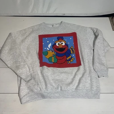 Sudadera De Colección Años 90 Y2K Plaza Sésamo Elmo Navidad Cuello Redondo Adulto XL Rara Foto 1 de 4