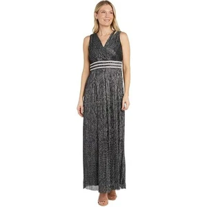 R&M Richards Women's Metallic Embellished Evening Dress, Black Size 18 - Picture 1 of 3