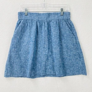 Ann Taylor LOFT Outlet Women’s Skirt Small Blue Linen Blend Elastic Waist - Picture 1 of 6
