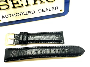 SEIKO MEN'S BLACK 19MM DRESS LIZARD LEATHER WATCH BAND 7003-19 - Picture 1 of 5
