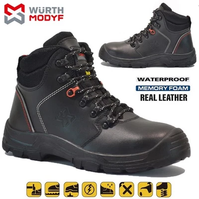 SAFE T STEP MENS LEATHER SAFETY WORK BOOTS WATERPROOF STEEL TOE CAP ARMY COMBAT HIKING SIZE