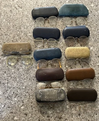 Lot 11 Pairs Vintage 1/10 12K GF Gold Filled Eyeglasses :AO, Shuron, B&L & Cases - Image 1 of 4