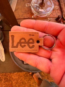 Vintage Lee Jeans Leather Keychain - Key Ring Union Made Denim Jeans Western - Picture 1 of 2