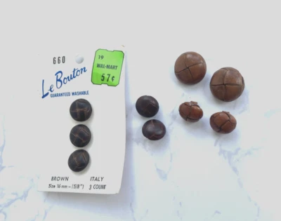 9 Vintage Le Bouton Real Leather Large Shank Buttons 5/8" & 1" Jacket Coat - Image 1 of 4