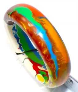 Sobral Pollock PB24 Multicolor Swirled Artist Made Statement Bangle Bracelet - Picture 1 of 9