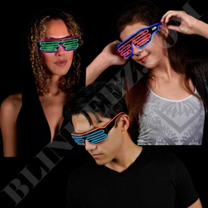 Glow LED Glasses Light Up Shades Flashing Rave Festival Party Neon EL Wire *FUN* - Picture 1 of 8