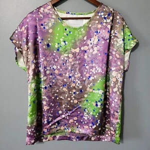 Jean Jones Silk Top Size XL Womens Luxury Artsy Satin Made in USA Unique Career - Picture 1 of 11