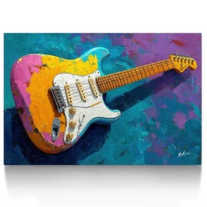 Gitarre Musik Abstrakte Bunte Leinwand Bilder Kunst Gemälde Wandbilder XXL 8013A - Bild 1 von 8