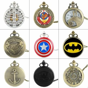 Retro Vintage Quartz Pocket Watch Necklace Pendant Steampunk Antique Chain Gift - Picture 1 of 100