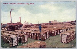 Oklahoma City Oklahoma c1910 Postcard Cotton Compress Factory Bales - Picture 1 of 2