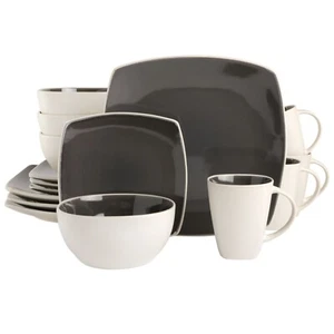 Gibson Soho Lounge White Square 16-Piece Dinnerware Set - Grey - Picture 1 of 5