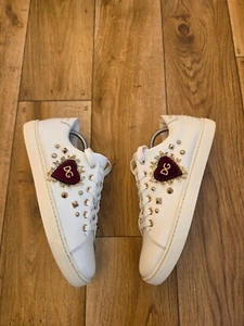 DOLCE & GABBANA WHITE LEATHER SNEAKERS SIZE 38 EU, 7.5 US, 5.5 UK - Picture 1 of 11