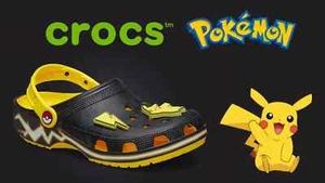 Crocs X Pokemon Pikachu Classic Clog Black Yellow Jibbitz Unisex M6 / W8 New - Picture 1 of 6