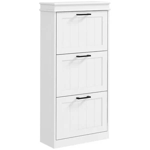 HOMCOM Shoe Cabinet for Entryway, Narrow Shoe Rack Storage Organizer with 3 Flip - Picture 1 of 8