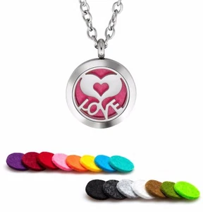 Collana Diffusore Olio Essenziale Ciondolo Acciaio Inox Aromaterapia Love - Foto 1 di 2