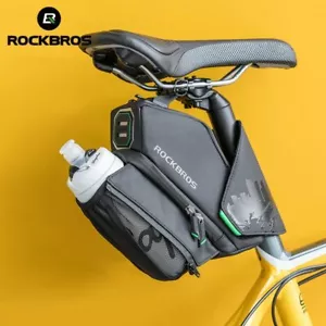Bicycle Saddle Bag MTB Road Bike Seatpost Tail Bag w/ Water Bottle Pocket Holder - Picture 1 of 12