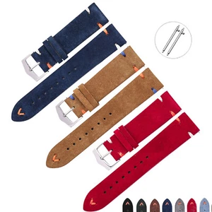 Correa de reloj de gamuza de cuero genuino de liberación rápida de repuesto 18 20 22 mm  - Imagen 1 de 19