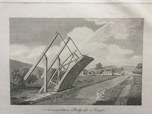 1795 Antique Canal Architectural Print; Accommodation Bridge for a Canal - Picture 1 of 2