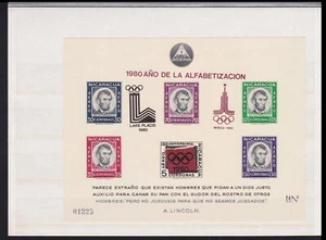 Nicaragua Bloque 126, Olimpia 1980 Lake Placid, Moscú impecable nuevo #J745 - Imagen 1 de 1