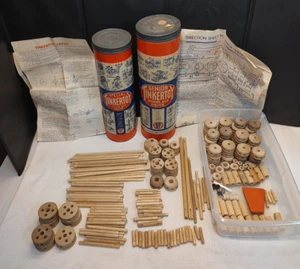 Vintage Lot of 2 Senior Tinkertoy Windlass Drive Set ~220 Pieces & Instructions - Picture 1 of 20