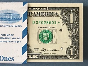 (1) 2009 STAR NOTE $1 Dollar * CLEVELAND * GEM,Consecutive..,Uncirculated - Picture 1 of 3