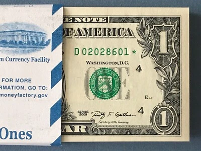 (1) 2009 STAR NOTE $1 Dollar * CLEVELAND * GEM,Consecutive..,Uncirculated - Image 1 of 3