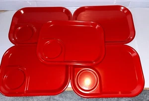 Lot of 5 VTG Rubbermaid 3850 Melamine Lunch TV Camping Tray 11 1/2" x 8 1/2" Red - Picture 1 of 3