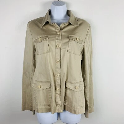 Fashion Bug Womens Jacket sz M Beige Military Button Front Pockets Stretch  - Изображение 1 из 4