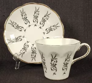 Vintage Teacup & Saucer Stratford (2006) Black White England A68 - Picture 1 of 5