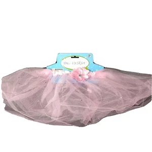 Girls Costume Dress Up Skirt Tutu Mesh Sparkly Pink Flower One Size Halloween - Picture 1 of 8