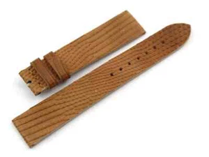 Cinturino Lucertola Vera Pelle Marrone Chiaro 18/16mm Fibbia Ardiglione Unisex - Imagen 1 de 4