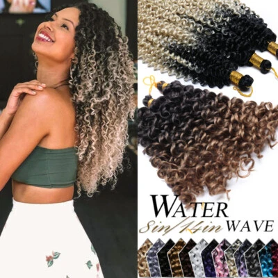 Natural Puff Water Wave Crochet Braids Deep Curly As Human Hair Extension Blonde - Image 1 of 4