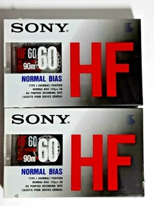 2 Sony HF Normal Bias 60 minute cassette tapes sealed HF60c - Picture 1 of 5