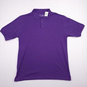 Mens Purple Polo Shirt Size XL Short Sleeve Knit Work School Uniform Irregular