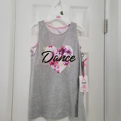 Camiseta sin mangas Justice Dance para niña con sujetador incorporado en corazón floral rosa talla XL 16/18 Foto 1 de 4