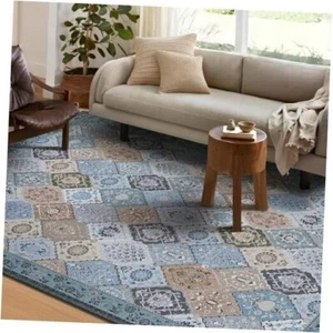 5'x7' Vintage Collection Area Rug, Washable Living 5' x 7' Blue Teal/Multi - Picture 1 of 7