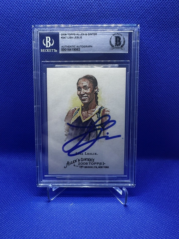 LISA LESLIE SIGNED 2008 TOPPS ALLEN GINTER CARD BECKETT BAS AUTOGRAPH LA SPARKS - Image 1 of 2