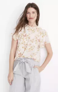 Madewell Smocked Mockneck Top in Butterfly Sanctuary Womens Size XL NWT $88 - Picture 1 of 12