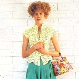 Vintage Anthropologie ODILLE Icon Hearts Scalloped Rainbow Top Blouse Heart 4 - Picture 1 of 15