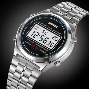 Orologio Digitale Uomo Affari Uomo Quadrante Rotondo Cinturino Acciaio Inox Orologio Skmei - Foto 1 di 19