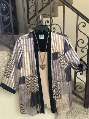 Винтажная женская цельная комбинированная куртка/блузка R&M Richards, черная и золотистая - Изображение 1 из 4