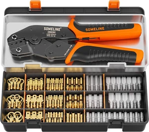 Crimpzange Flachsteckhülsen Set Crimpwerkzeug Kabelschuhe Mit 240 Stück Spade Fl - Bild 1 von 6