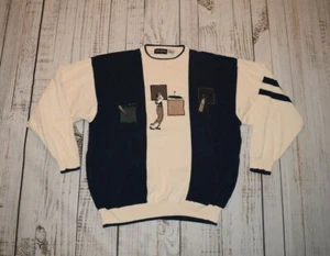 VTG 80s 90s MENS JOHN HENRY GOLF SWEATER LARGE L EMBROIDERED SPORT DAD CREWNECK - Picture 1 of 10