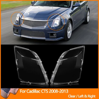 A Pair Front Headlight Lens Cover For Cadillac CTS 2008 2009 2010 2011 2012 2013 - Image 1 of 4