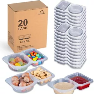 20 Sets Condiment Container , Disposable Double Compartment Plastic Container - Picture 1 of 6