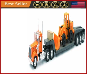 1/32 Diecast Kenworth W900 Truck & Lowboy Trailer with Wheel Loader Model - Picture 1 of 2