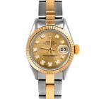 Rolex Ladies TT Datejust Champagne Diamond Dial Oyster Band Fluted Bezel Watch